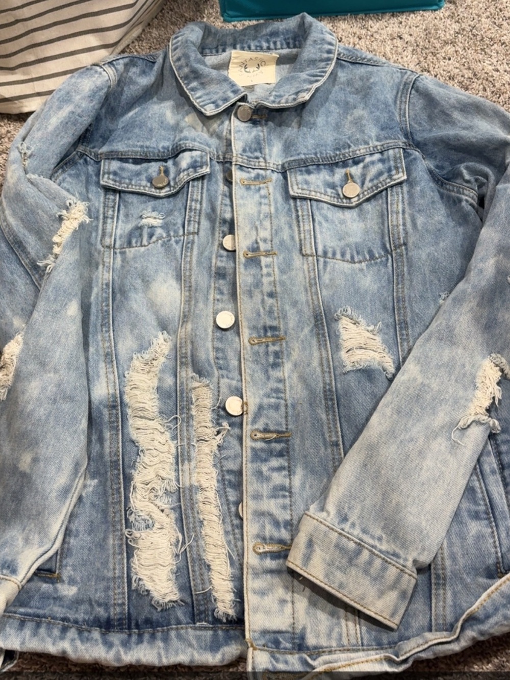 Light Wash Distressed Denim Jacket